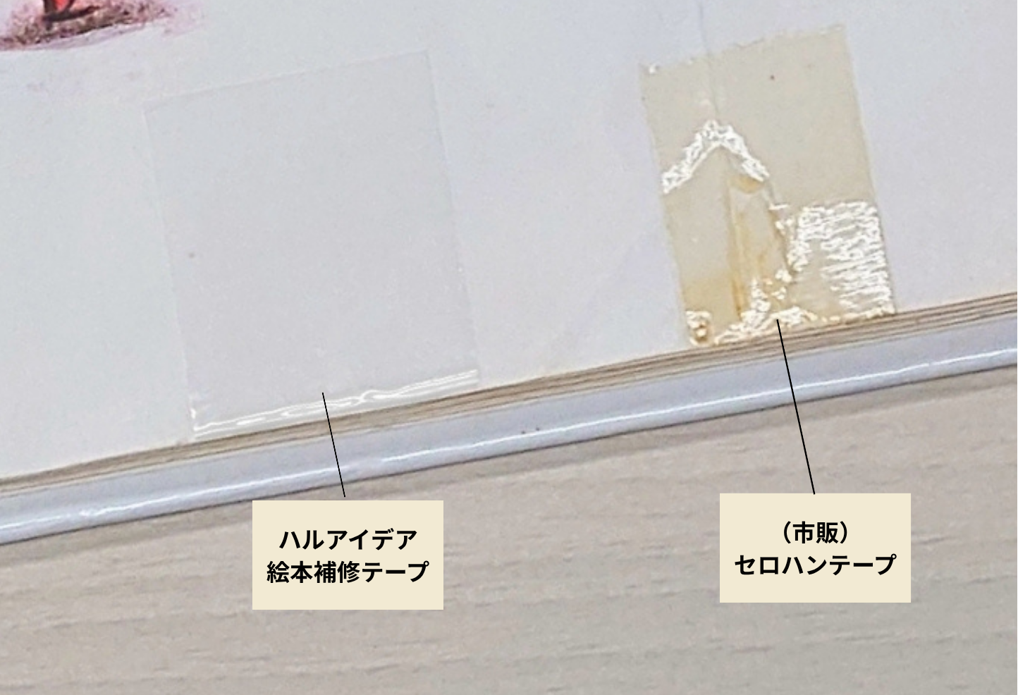 アクリル系粘着剤を採用した黄ばみにくい絵本補修テープ
