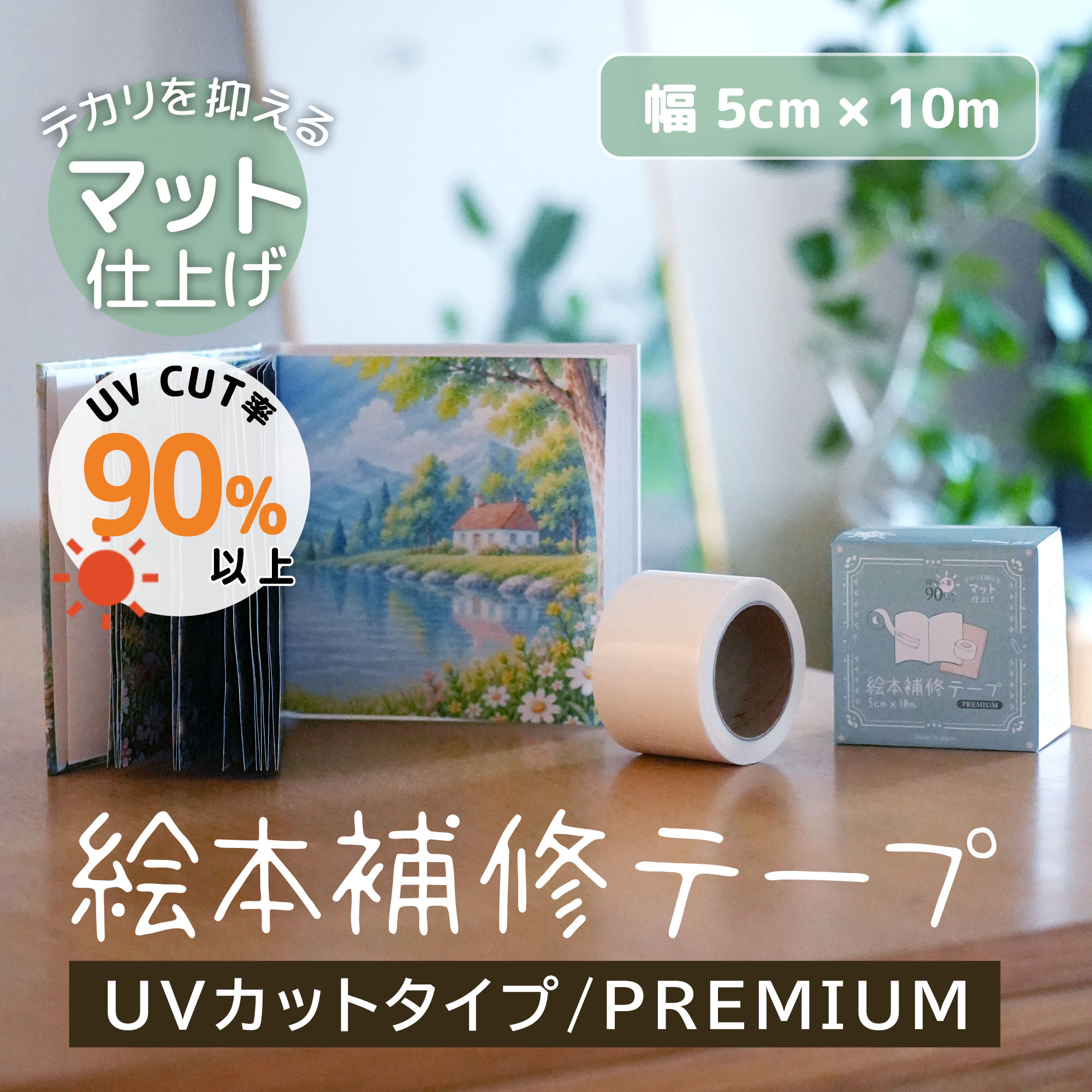 UVカット機能を備えた絵本補修テープPREMIUM