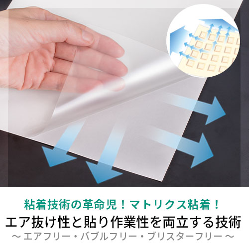 マトリクス®粘着！エア抜け性と貼り作業性を両立する粘着技術