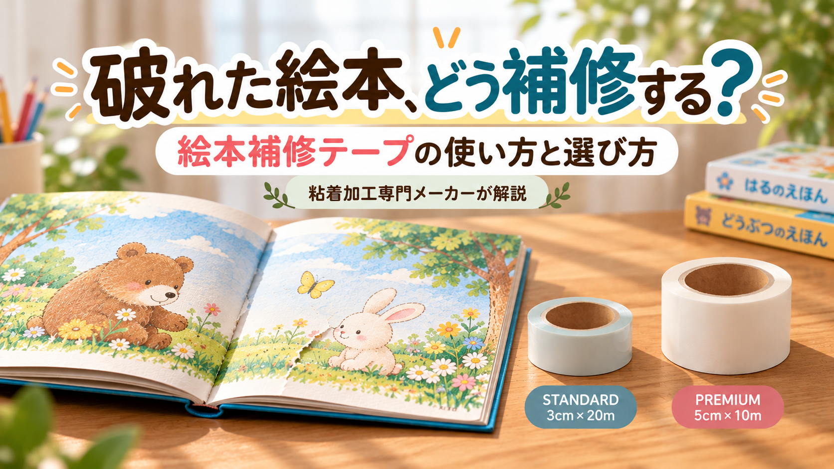 破れた絵本をきれいに補修するには？絵本補修テープの使い方・選び方を粘着加工メーカーが解説
